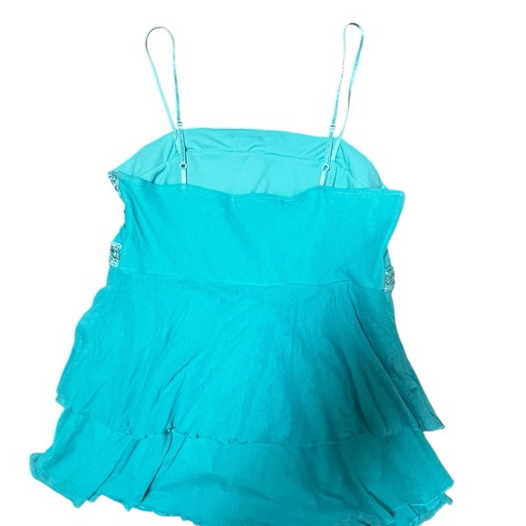 Blue Y2K Sequin Chiffon Cami Babydoll Top Medium - Picture 3 of 6